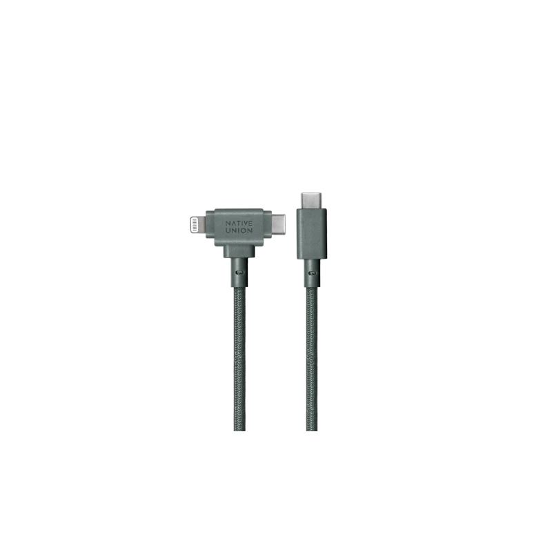 Native Union Belt Cable Duo - kabel USB-C - USB-C / lightning, 1,5 m (slate green)