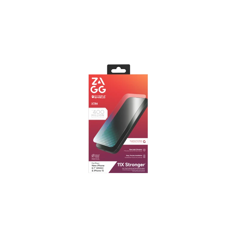 ZAGG XTR4 szkło ochronne z grafenem filtr światła niebieskiego iPhone 15/16