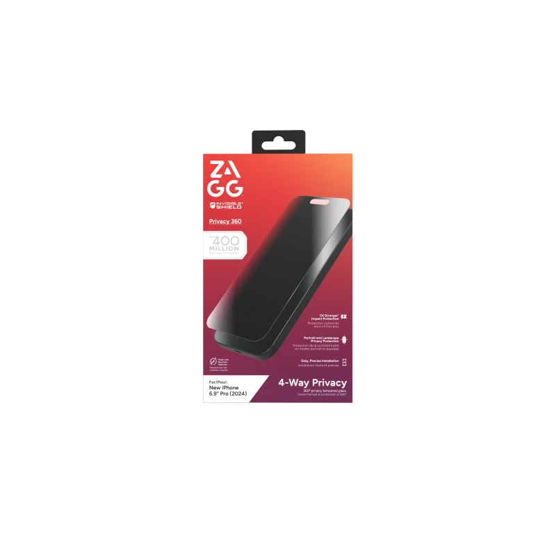 ZAGG InvisibleShield Glass Elite Privacy 360 - szkło prywatyzujące do iPhone 16 Pro Max (4 kierunki)
