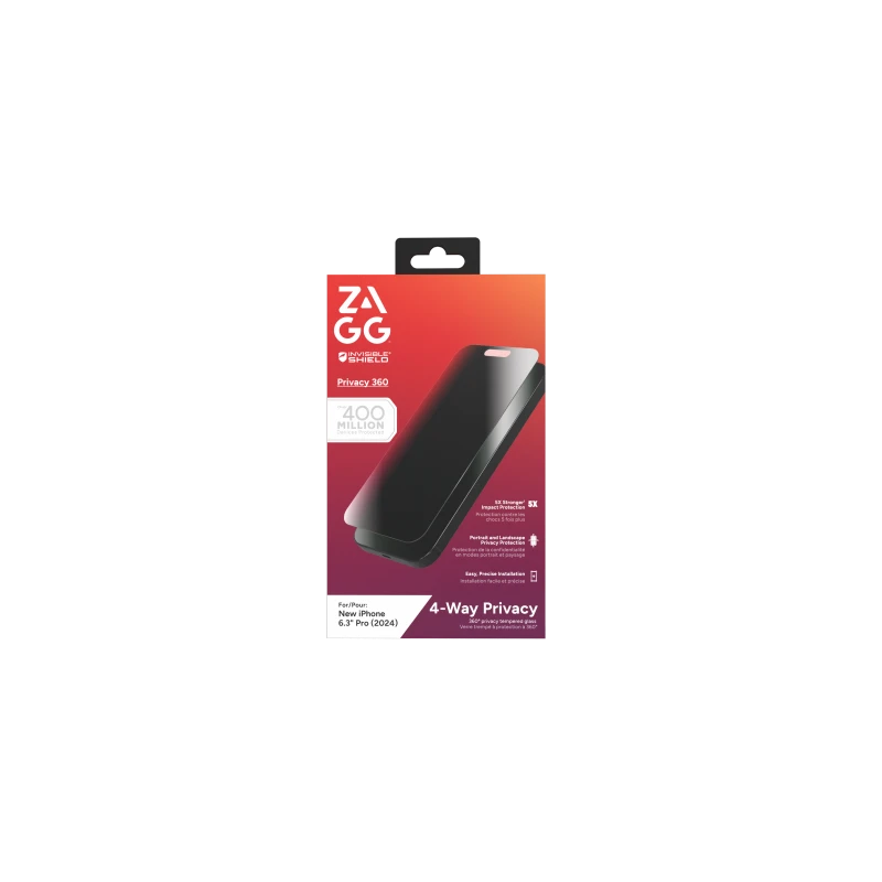 ZAGG InvisibleShield Glass Elite Privacy 360 - szkło prywatyzujące do iPhone 16 Pro (4 kierunki)