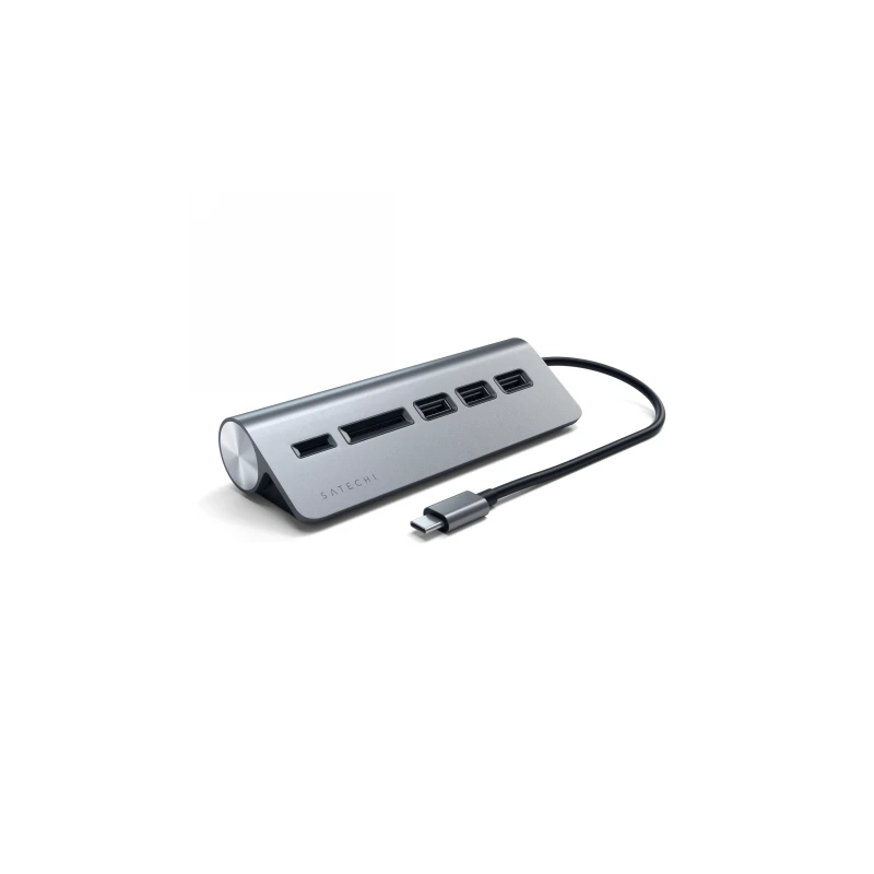 Satechi Aluminium - hub USB-C (czytnik kart micro/SD, 3x USB-A) (space gray)