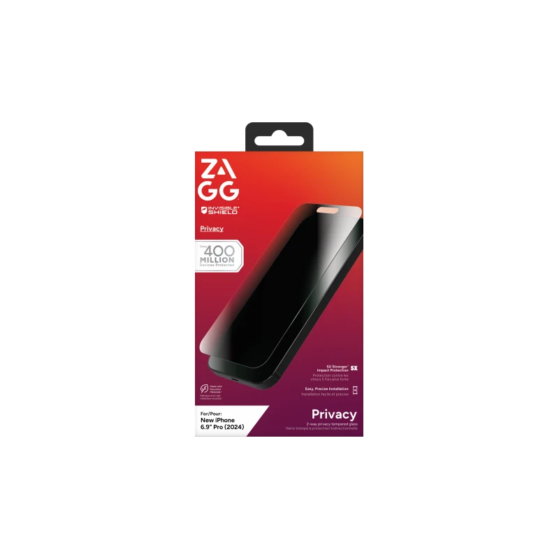 ZAGG Glass Elite Privacy szkło prywatyzujące iPhone 16 Pro Max 2 kierunki
