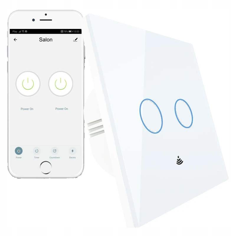 Tuya WiFi+RF Switch EU Type 2 Gang Live200-240V White MOES