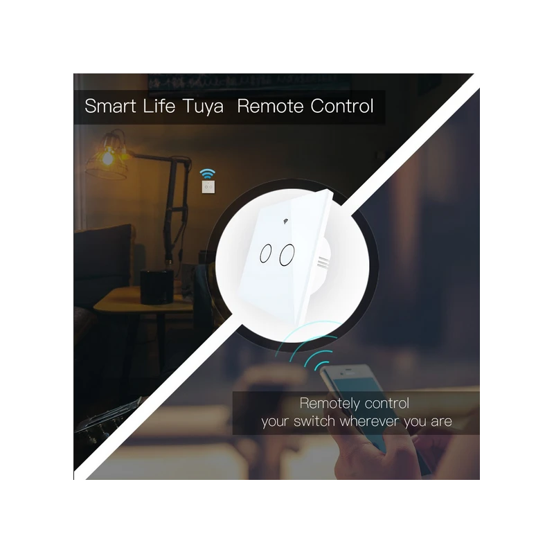 Tuya WiFi+RF Switch EU Type 2 Gang Live200-240V White MOES