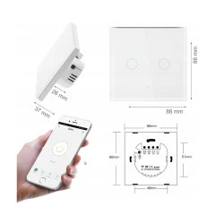 Tuya WiFi+RF Switch EU Type 2 Gang Live200-240V White MOES