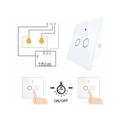 Tuya WiFi+RF Switch EU Type 2 Gang Live200-240V White MOES