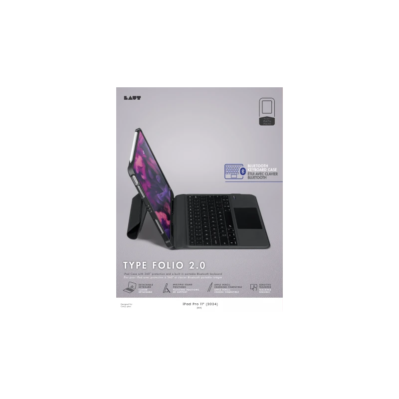 Laut Type Folio 2 - obudowa ochronna z klawiaturą Bluetooth do iPad Pro 11" M4 (2024) (black)