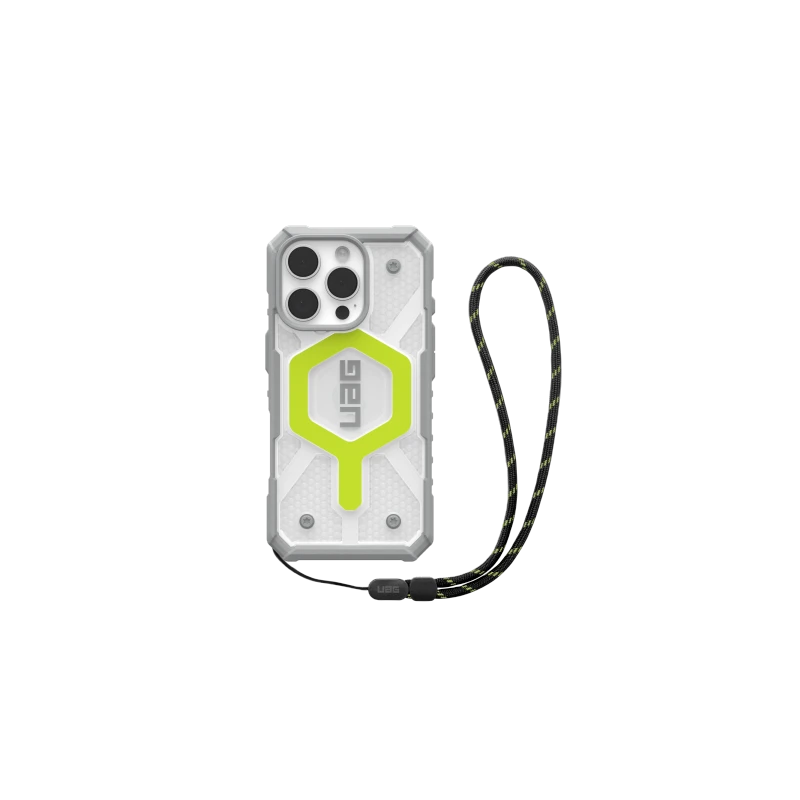 UAG Pathfinder Clear Magsafe Bundle - obudowa ochronna do iPhone 16 Pro kompatybilna z MagSafe oraz smycz na telefon (active neo