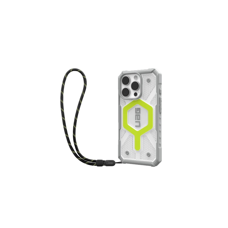 UAG Pathfinder Clear Magsafe Bundle - obudowa ochronna do iPhone 16 Pro kompatybilna z MagSafe oraz smycz na telefon (active neo