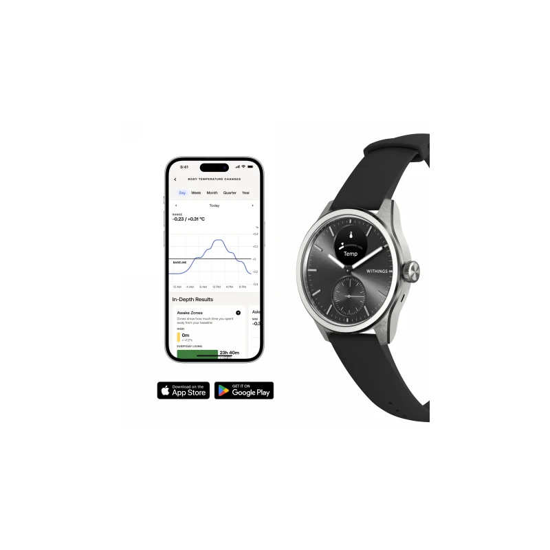 Withings Scanwatch 2 - zegarek z funkcją EKG, pomiarem pulsu i SPO2 oraz mierzeniem aktywności fizycznej i snu (42mm, black)
