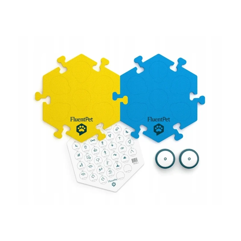 FluentPet - Basic Tester Kit - zestaw 2 przycisków z piankowymi matami i naklejkami do komunikacji z psem / kotem