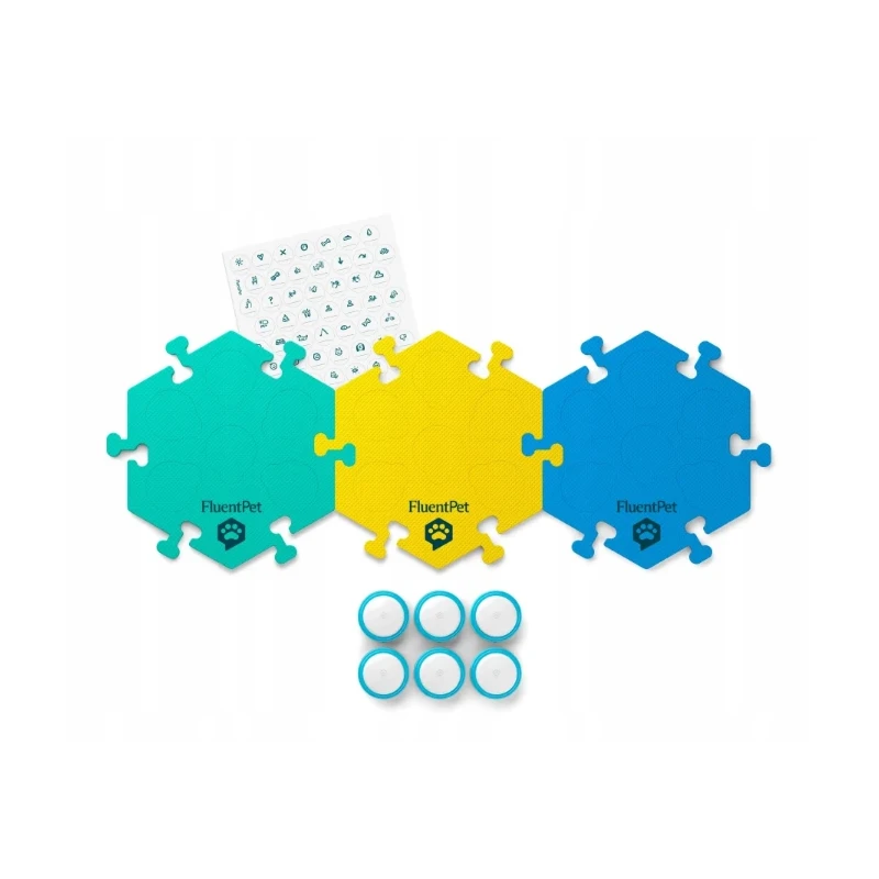 FluentPet - Connect Get Started Expansion Kit - zestaw 6 przycisków z piankowymi matami oraz naklejkami do komunikacji z psem /