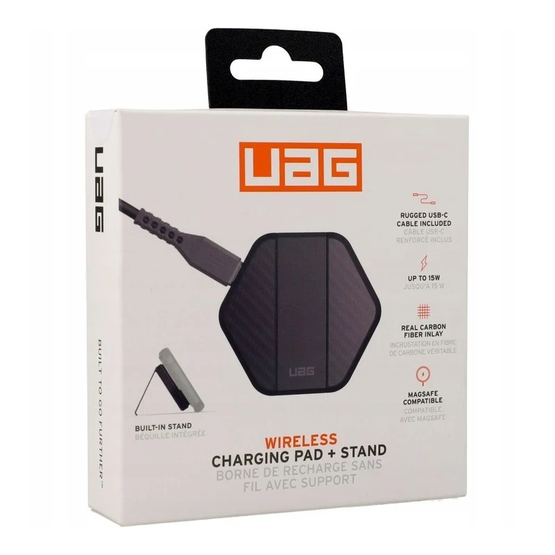 UAG Wireless Charger - bezprzewodowa ładowarka 15W z podstawką, kompatybilna z MagSafe (black/carbon fiber)