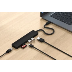 Satechi 7-in-1 USB-C Slim Multiport Adapter with Ethernet - adapter do urządzeń mobilnych (USB-C PD, 2x USB-A, HDMI 4K, Ethernet