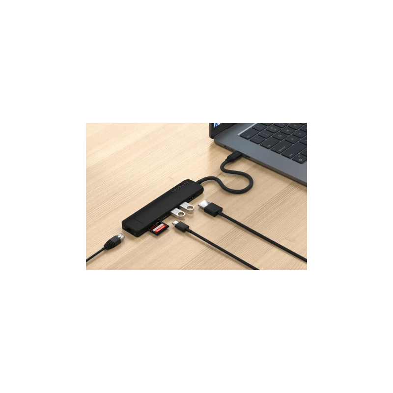 Satechi 7-in-1 USB-C Slim Multiport Adapter with Ethernet - adapter do urządzeń mobilnych (USB-C PD, 2x USB-A, HDMI 4K, Ethernet