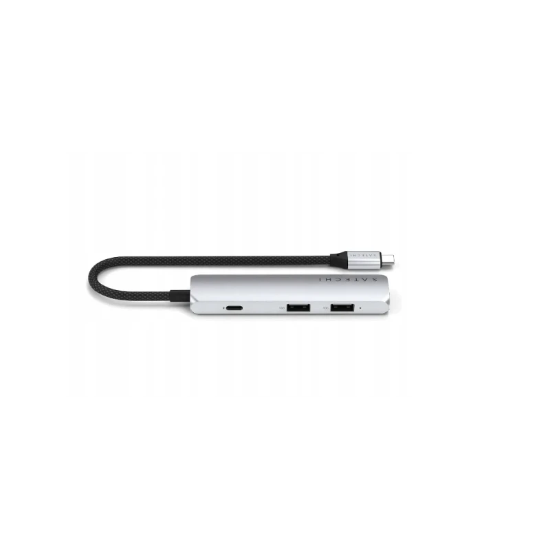 Satechi 4-in-1 USB-C Slim Multiport Adapter 4K - aluminiowy adapter do urządzeń mobilnych USB-C (USB-C, 4K HDMI, 2x USB-A) (silv