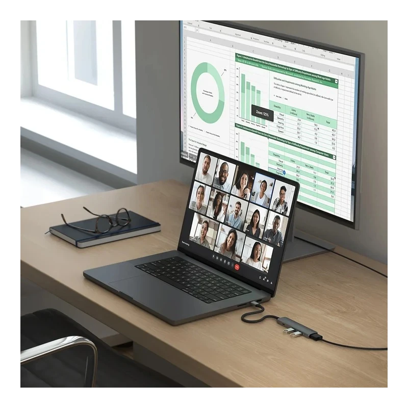 Satechi 4-in-1 USB-C Slim Multiport Adapter 4K - aluminiowy adapter do urządzeń mobilnych USB-C (USB-C, 4K HDMI, 2x USB-A) (spac