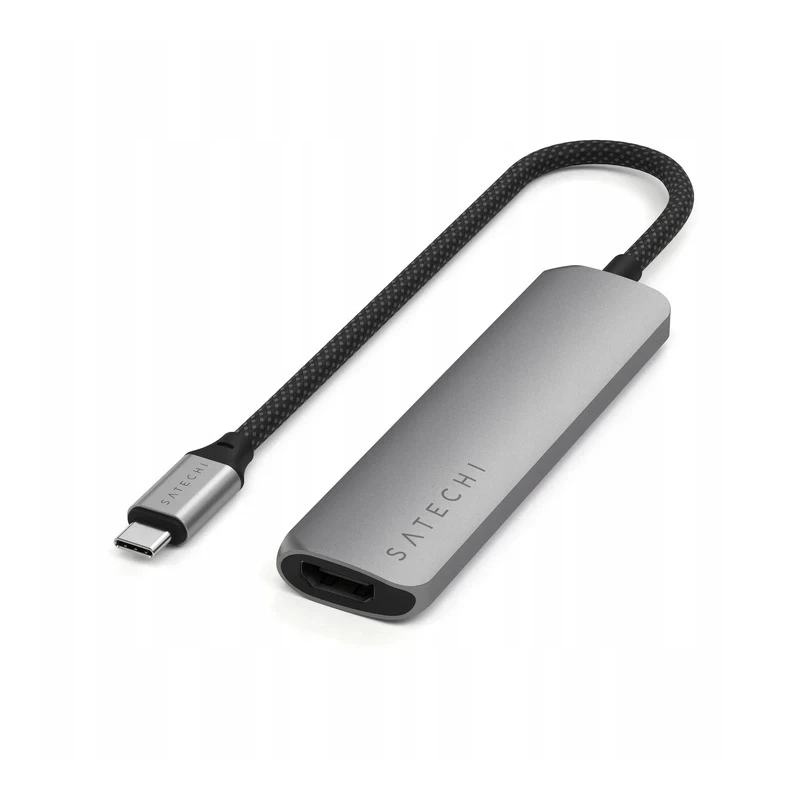 Satechi 4-in-1 USB-C Slim Multiport Adapter 4K - aluminiowy adapter do urządzeń mobilnych USB-C (USB-C, 4K HDMI, 2x USB-A) (spac