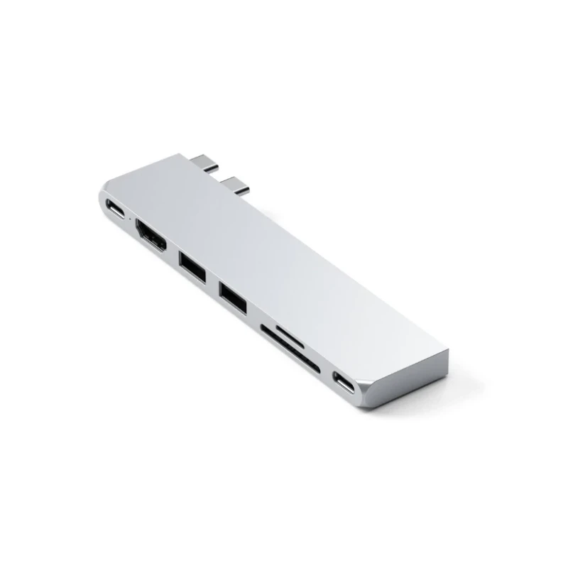Satechi Pro Hub Slim - aluminiowy hub z podwójnym USB-C do MacBook (USB 4, HDMI, 2x USB-A, SD/microSD, USB-C) (silver)
