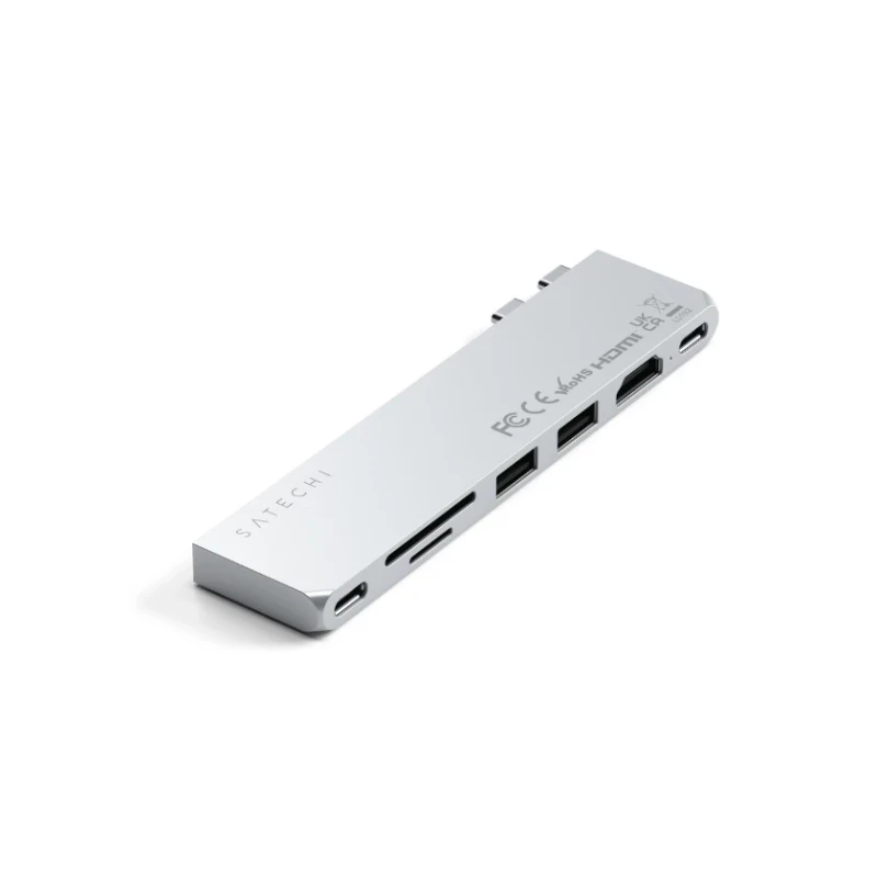 Satechi Pro Hub Slim - aluminiowy hub z podwójnym USB-C do MacBook (USB 4, HDMI, 2x USB-A, SD/microSD, USB-C) (silver)