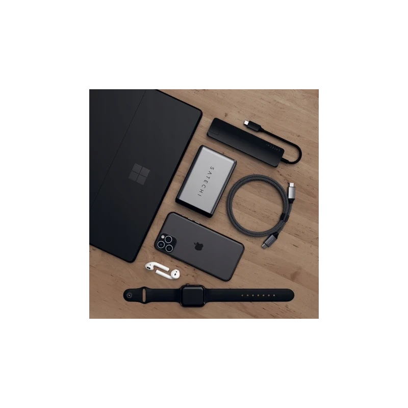 Satechi 7-in-1 USB-C Slim Multiport Adapter with Ethernet - adapter do urządzeń mobilnych (USB-C PD, 2x USB-A, HDMI 4K, Ethernet