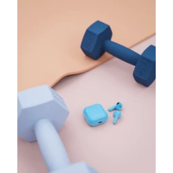 Happy Plugs Joy stylowe bezprzewodowe słuchawki douszne etui ładujące blue