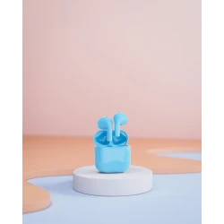 Happy Plugs Joy stylowe bezprzewodowe słuchawki douszne etui ładujące blue