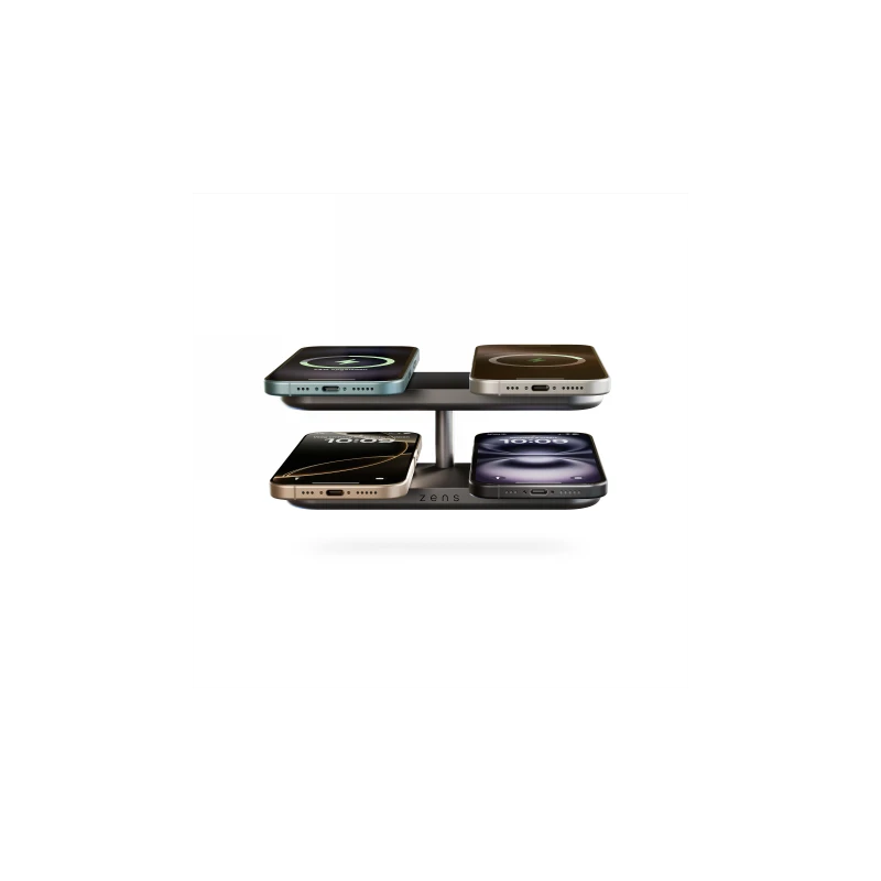 ZENS Quattro Wireless Charger Pro 4 - ładowarka bezprzewodowa Qi2 do czterech urządzeń (4x15W) kompatybilna z MagSafe (black)