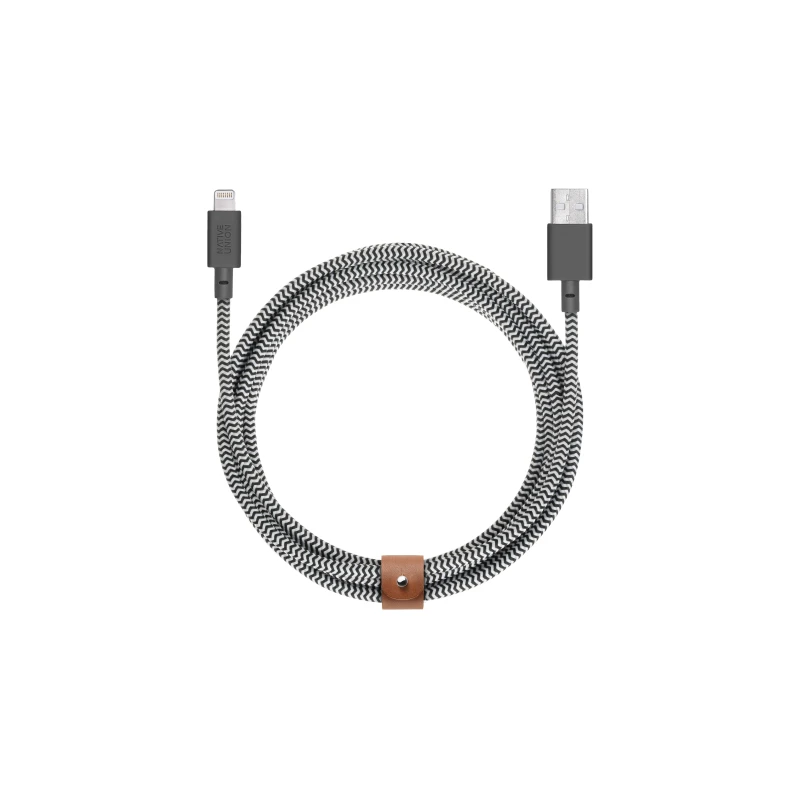 Native Union Belt Cable - kabel Lightning ze skórzanym zapięciem 3m (zebra)