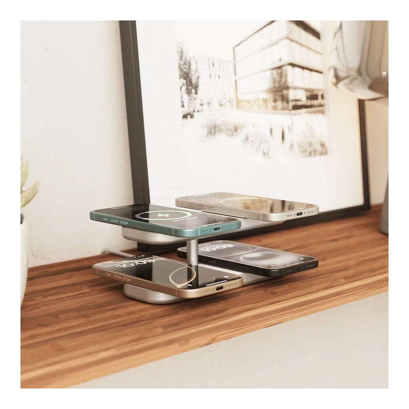 ZENS Quattro Wireless Charger Pro 4 - ładowarka bezprzewodowa Qi2 do czterech urządzeń (4x15W) kompatybilna z MagSafe (white)