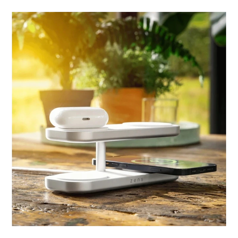 ZENS Quattro Wireless Charger Pro 4 - ładowarka bezprzewodowa Qi2 do czterech urządzeń (4x15W) kompatybilna z MagSafe (white)