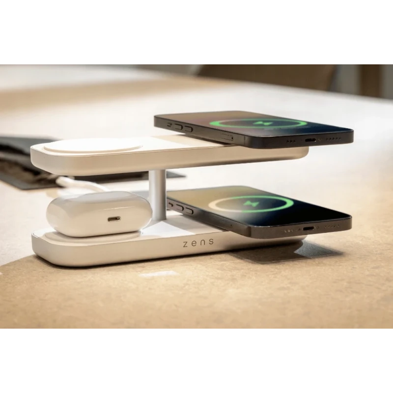 ZENS Quattro Wireless Charger Pro 4 - ładowarka bezprzewodowa Qi2 do czterech urządzeń (4x15W) kompatybilna z MagSafe (white)