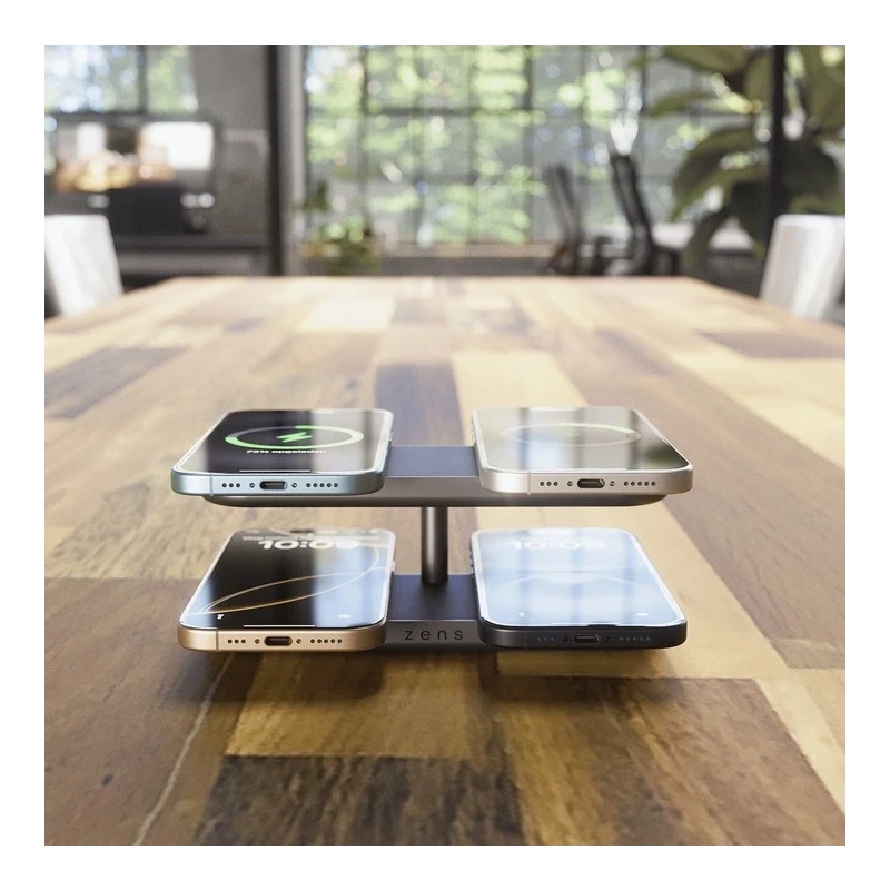 ZENS Quattro Wireless Charger Pro 4 - ładowarka bezprzewodowa Qi2 do czterech urządzeń (4x15W) kompatybilna z MagSafe (black)