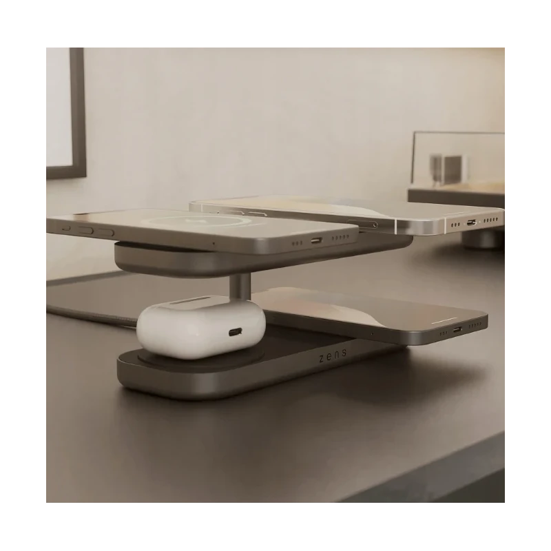 ZENS Quattro Wireless Charger Pro 4 - ładowarka bezprzewodowa Qi2 do czterech urządzeń (4x15W) kompatybilna z MagSafe (black)