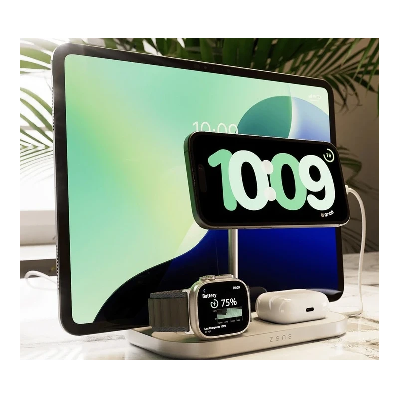 Zens 4-1 Wireless Charger 60W - bezprzewodowa ładowarka Qi2 do trzech urządzeń (60W), z możliwością ładowania czwartego urządzen