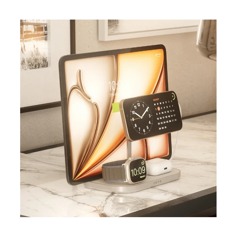 Zens 4-1 Wireless Charger 60W - bezprzewodowa ładowarka Qi2 do trzech urządzeń (60W), z możliwością ładowania czwartego urządzen