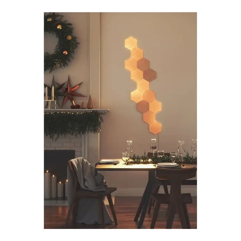 Nanoleaf Elements Hexagons zestaw 13 paneli świetlnych LED wygląd drewna