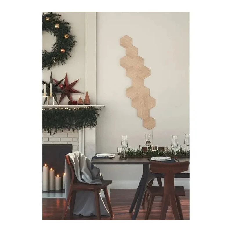 Nanoleaf Elements Hexagons zestaw 13 paneli świetlnych LED wygląd drewna