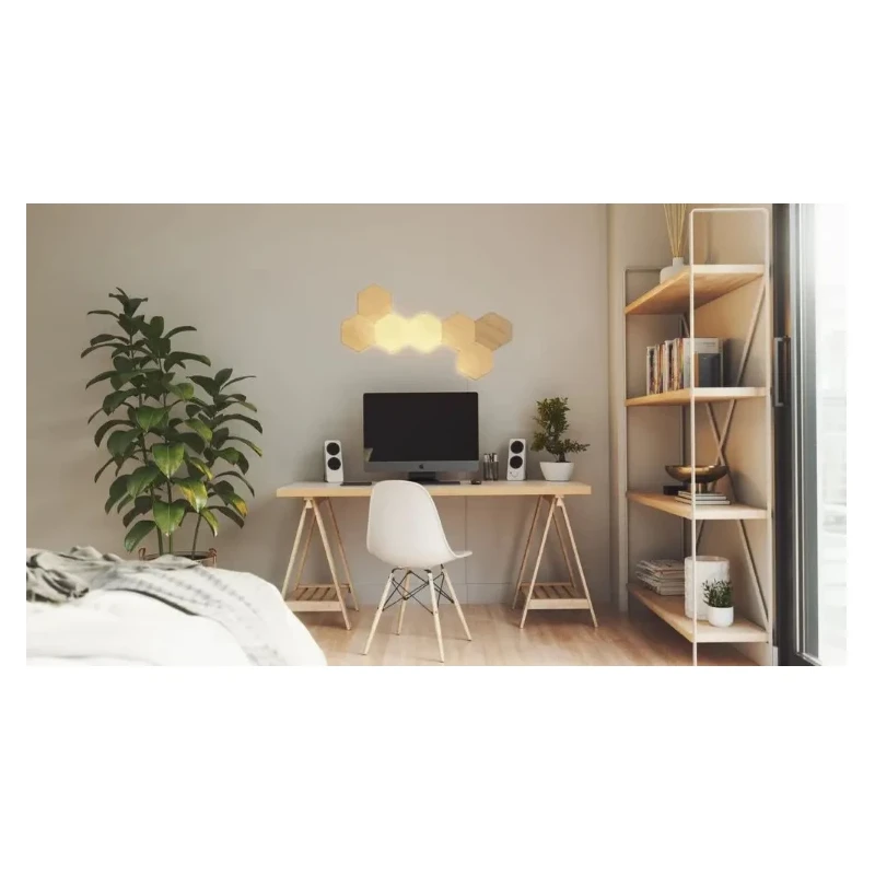 Nanoleaf Elements Hexagons zestaw 13 paneli świetlnych LED wygląd drewna