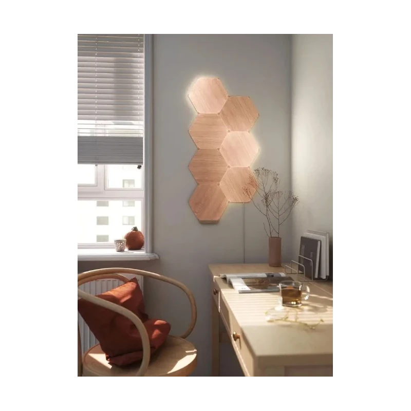 Nanoleaf Elements Hexagons zestaw 13 paneli świetlnych LED wygląd drewna