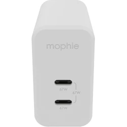 Mophie GaN Charger Dual - ładowarka sieciowa z podwójnym wejściem USB-C 67W (white)