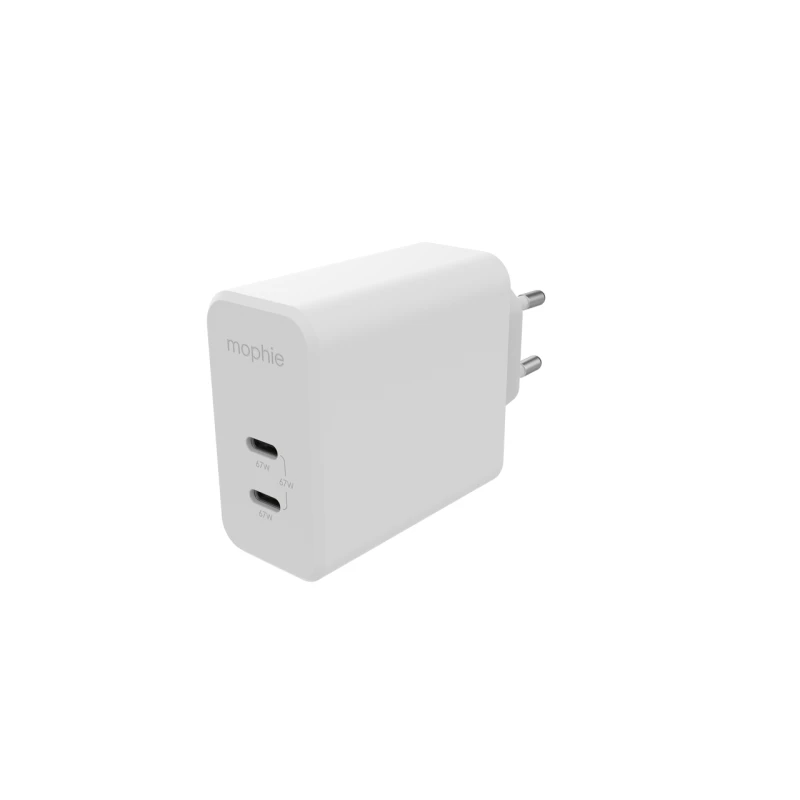 Mophie GaN Charger Dual - ładowarka sieciowa z podwójnym wejściem USB-C 67W (white)