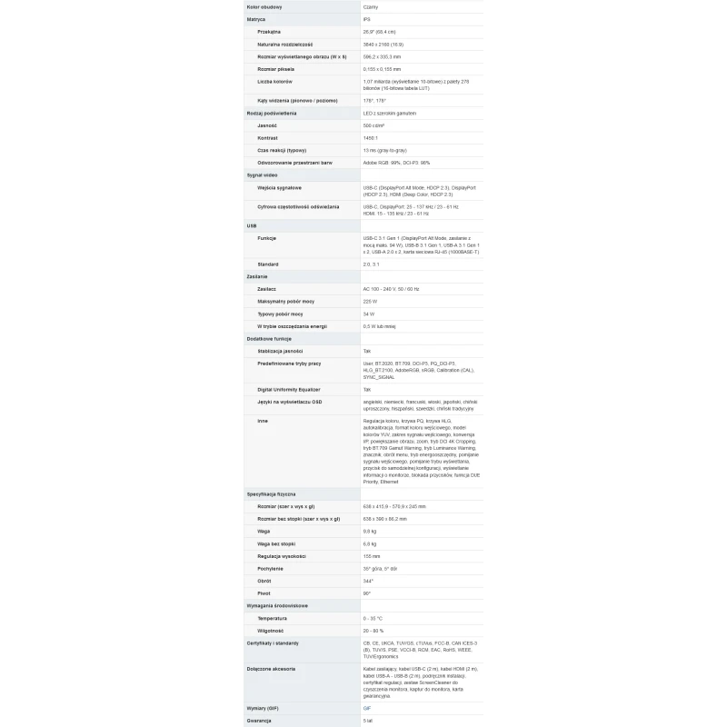 EIZO ColorEdge CG2700X - monitor 27", 3840 x 2160, 4K, AdobeRGB 99%, wbudowany kalibrator