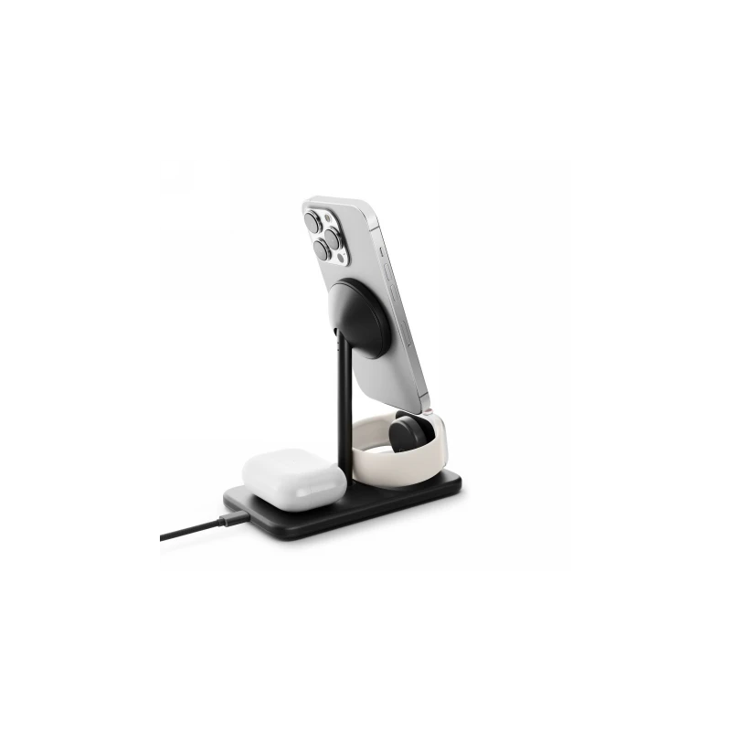 Twelve South HiRise 3 Deluxe (2024) - stojąca ładowarka bezprzewodowa Qi2 do trzech urządzeń kompatybilna z MagSafe (black)