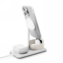 Twelve South HiRise 3 Deluxe (2024) - stojąca ładowarka bezprzewodowa Qi2 do trzech urządzeń kompatybilna z MagSafe (white)