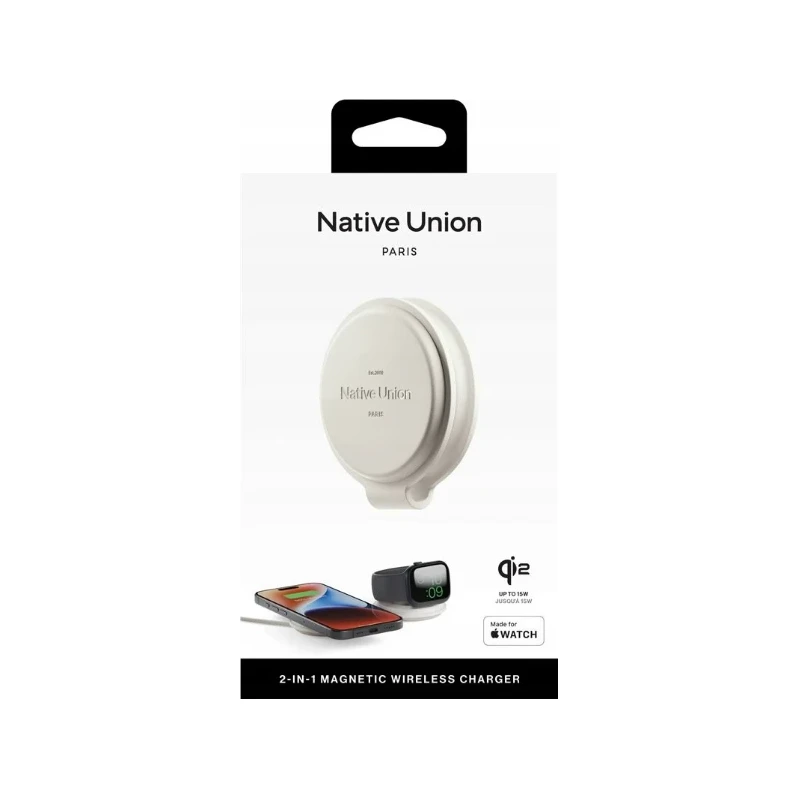 Native Union Voyage 2-in-1 Qi2 wireless charger, sandstone
